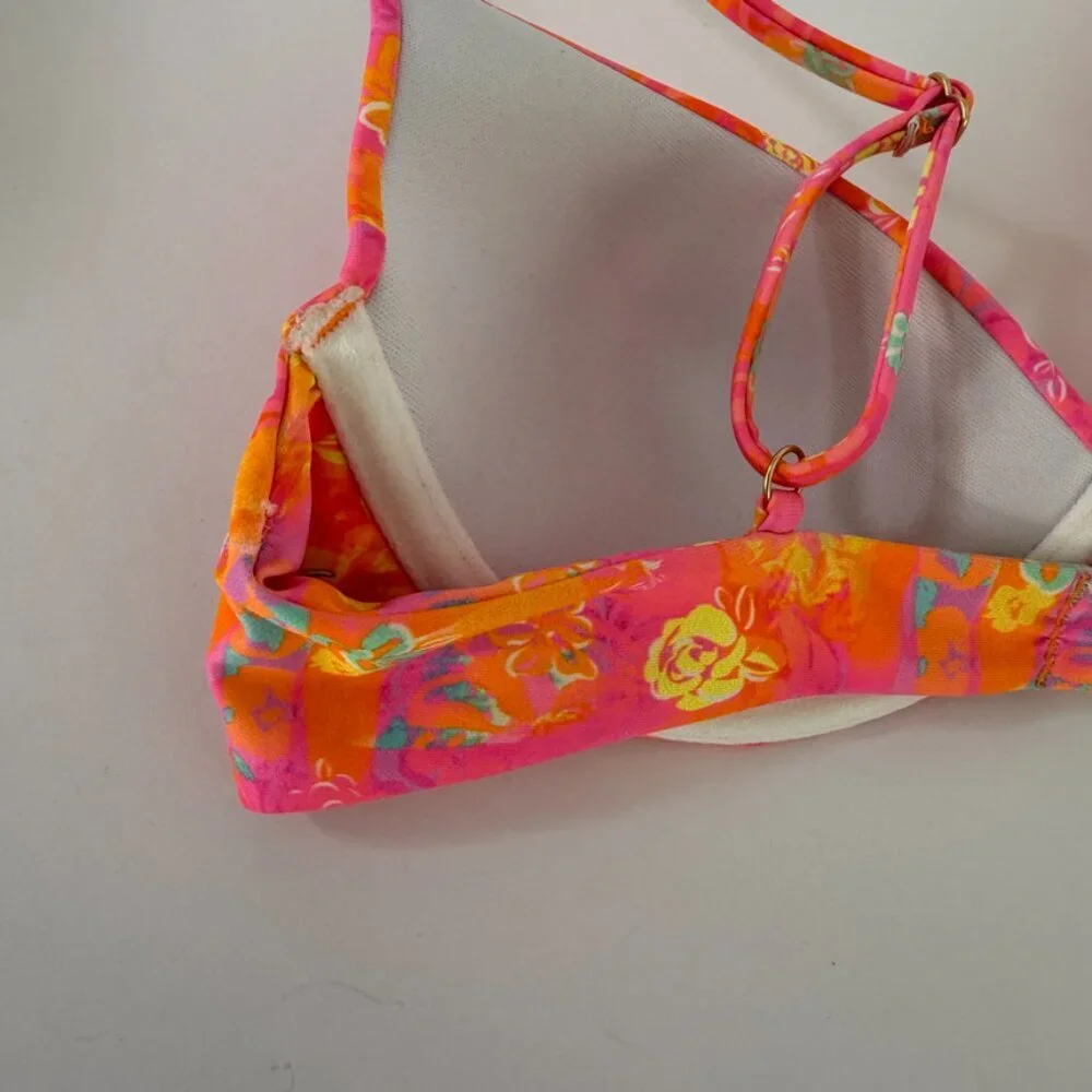 Kulani Kinis Pink Orange Floral Underwire Bikini Top